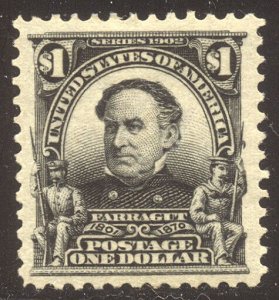 U.S. #311 Mint XF BEAUTY w/ Cert - 1902 $1.00 Farragut