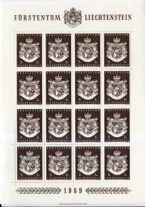 LIECHENSTEIN 452 MNH SHEET OF 16 SCV $60.00 BIN $25.00 COATS OF ARMS