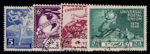 ST. VINCENT GVI SG178-181, 1949 ANNIVERSARY of UPU set, FINE USED.