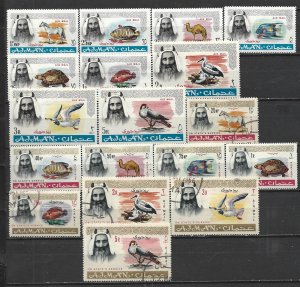 COLLECTION LOT 21646 AJMAN 18 MH/USED BOB STAMPS 1965 3 COMPLETE SETS