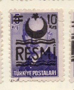 Turkey 1955-56 Issue Fine Used 10k. Optd Resmi Star & Crescent Surcharged 085575