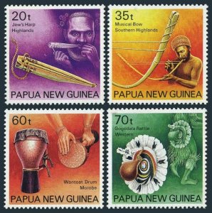 Papua New Guinea 746-749,MNH.Mi 627-630. Musical instruments,1990.Jew's harp,Bow