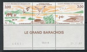 FRENCH COLONIES ST.PIERRE MIQUELON; 1987 Pictorial MINT MNH Complete Strip