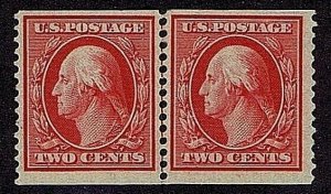 US 353 UNUSED GUIDE LINE PAIR OG PH, 2c WASHINGTON, 1909, 2019 & 2001 PF certs