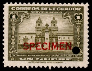 ✔️ ECUADOR 1944  CHURCH SAN FRANCISCO SPECIMEN & PUNCH  SC. C125 MNH [025]