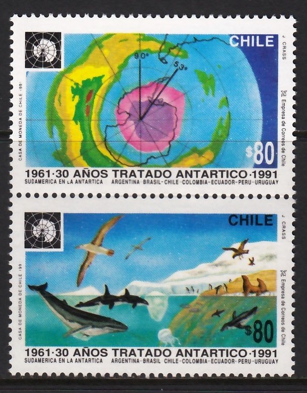 CHILE 1991 ANTARCTIC SHIPS POLAR WHALES PENGUINS [#9102]