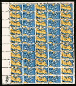 #1937-#1938 1981 18c EFO American Bicentennial Full Sheet Color Shift Errors