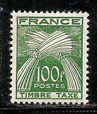 France J92 1953 100fr Postage Due MH (z1)