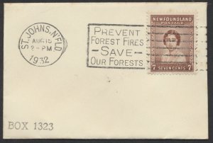 1932 Newfoundland #208 Duchess of York FDC, St John's Slogan on Small Cover, VF