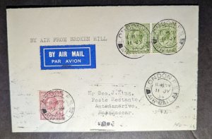 1934 England Airmail Cover London to Antananarivo Madagascar via Broken Hill