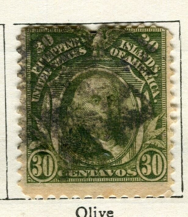 PHILIPPINES; 1908 early Portrait issue fine used 30c. value