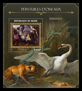 Art Stamps Niger 2016 MNH Birds on Paintings Dodo Swans Roelant Savery 1v S/S