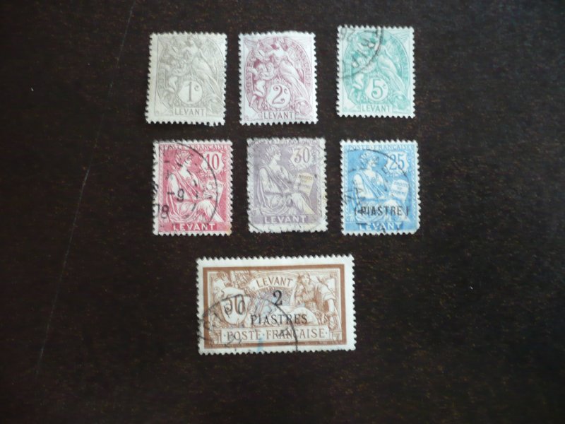 Stamps-French Offices in Turkey - Scott#21-35 - Used & MH Part Set of 7 Stamps