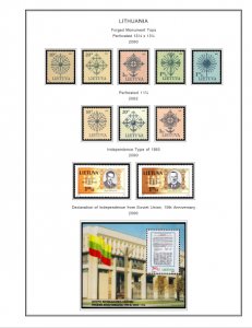 COLOR PRINTED LITHUANIA 1990-2019 STAMP ALBUM PAGES (103 illustrated pages)