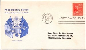 Scott 827 22 Cents Cleveland Grimsland FDC Unaddressed Planty 827-12