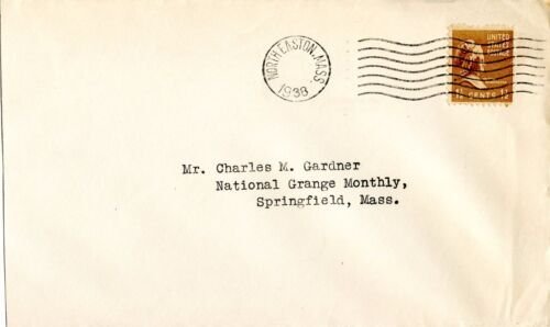 U.S. Scott 805 Prexie On Trimmed 3rd Class 1938 Massachusetts Cover 