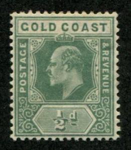 Gold Coast SC# 56 (SG#59) Edward VII 1/2d Mint hinged