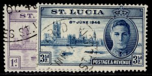 ST. LUCIA GVI SG142-143, 1946 VICTORY set, FINE USED. 