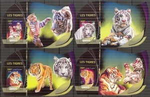 Djibouti 2016 Animals Wild Cats Tigers 4 S/S Deluxe MNH