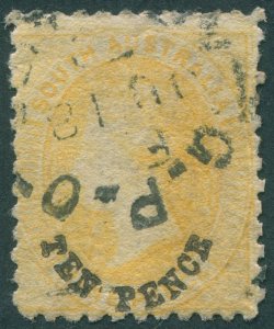 South Australia 1869 10d on 9d yellow Perf 11½-12½ SG79 used