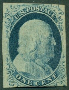 US #9, 1¢ blue, unused no gum, VF, Miller certificate, Scott for no gum $260.00