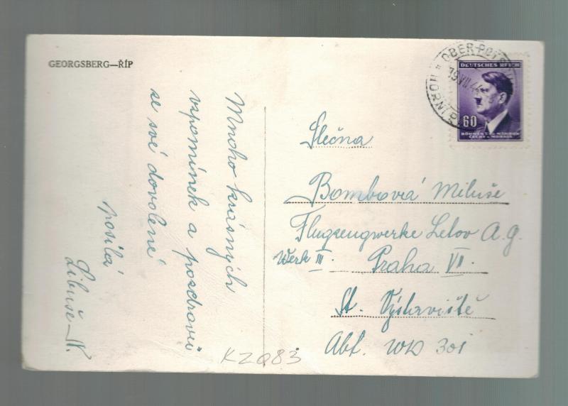 1944 Prague B&M  Arbeitslager Lelov Flugwerke Slave Labor Camp Postcard Cover