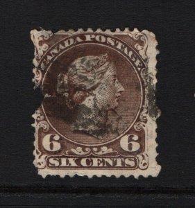Canada SC# 26, Used, large side nick with tear, top left thin - S15297