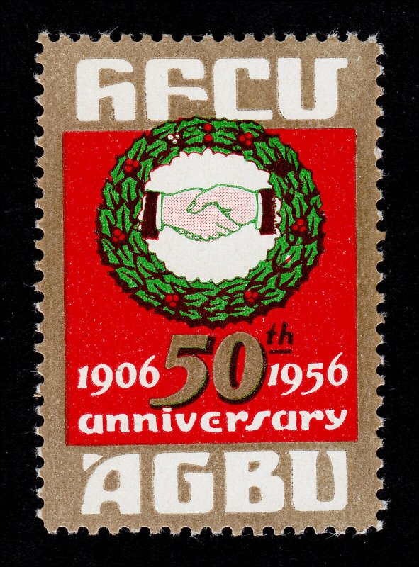 AGBU '50TH ANNIVERSARY' ARMENIAN POSTER STAMP CHRISTMAS SEAL 1956 MNH-OG
