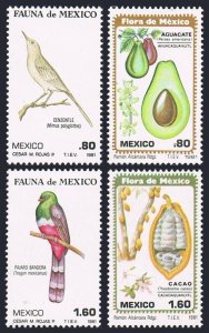 Mexico 1234-1237, MNH. Mi 1747-1750. Mockingbird, Trogon, Avocado, Cacao, 1981.