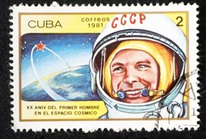 CUBA Sc# 2400  COSMONAUT ASTRONAUTS SPACE EXPLORATION  2c    1981    used cto