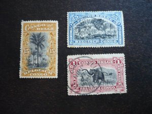 Stamps - Belgium Congo - Scott# 47, 49, 54 - Used Partial Set of 3 Stamps