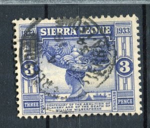 SIERRA LEONE; 1933 early GV Anniversary issue used Shade of 3d. value