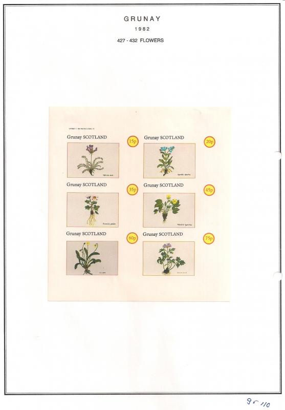 SCOTLAND - GRUNAY - 1982 - Flowers #3 - Imperf 6v Sheet - MLH