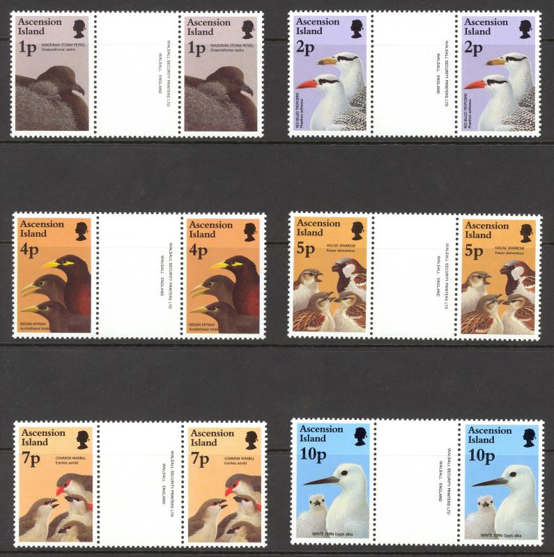 Ascension Sc# 640-655 MNH Gutter Pairs 1996 Birds and Their Young
