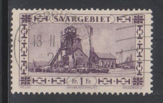 Germany,  Saar,  1fr Shafthead (SC# 131) Used