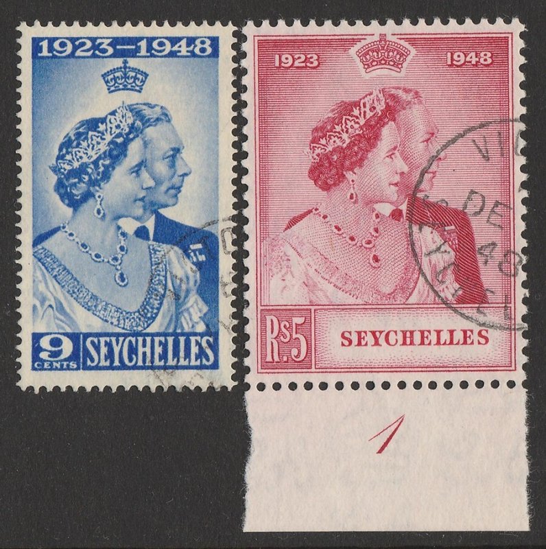 SEYCHELLES 1948 KGVI Silver Wedding 9c & 5R. 