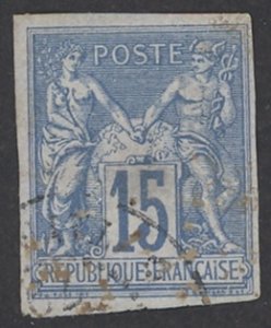 French Colonies Sc# 42 Used Type II 1878-1880 15c Peace & Commerce