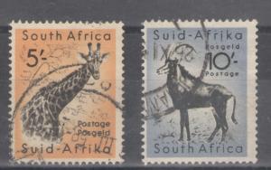 South Africa 1954 Giraffe & Sable Antelope Scott # 212 -13 U