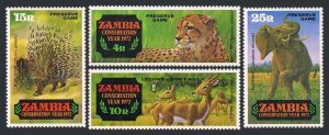 Zambia 77-80, MNH. Mi 77-80. 1972. Cheetah, Lechue, Cape porcupine, Elephant.