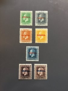 Samoa 127-130,132-133,133 perf var. F-VF mint hinged. Scott $ 6.45+