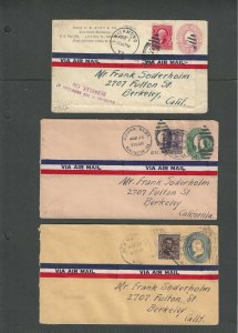 Group Of 3 1902 Definitives 2c 3 1/2c & 4c On Airmail Covers On 3 Different US--