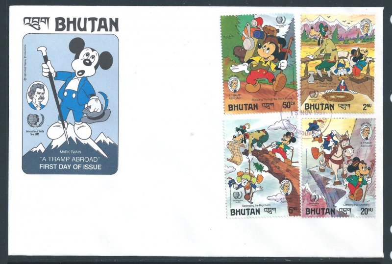 Bhutan #516-18,20 (FDC) Disney - Mark Twain