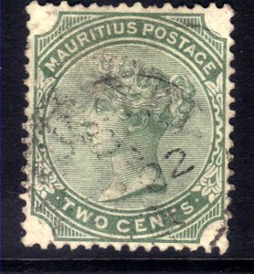 Mauritius 1883 - 94 QV 2ct Green Used SG 103 ( D313 )