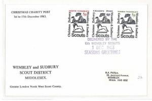 AH84 1983 GB Christmas Charity Post Boy Wembley Scout Cover {samwells-covers}PTS