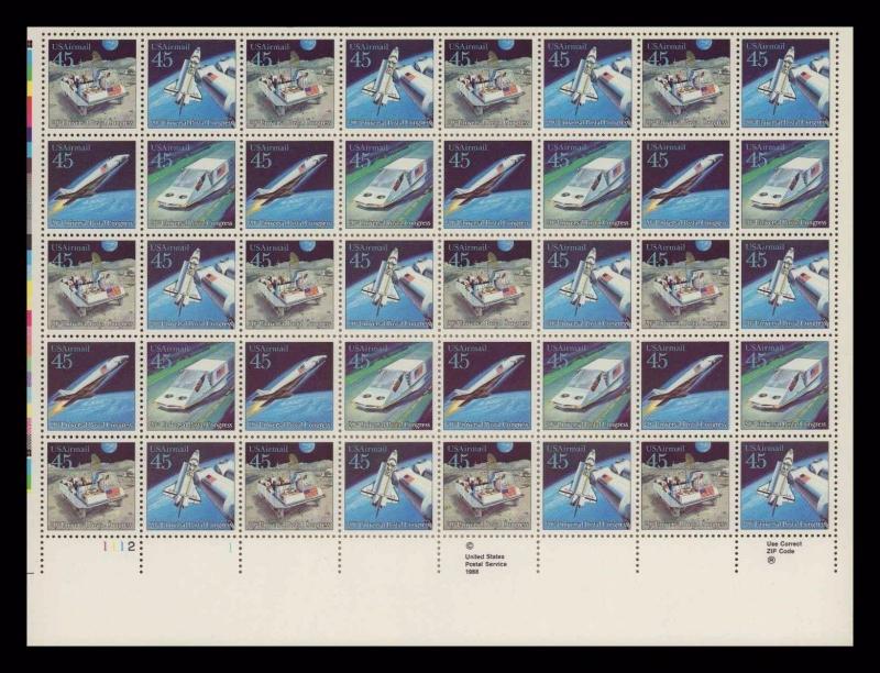 C122-125  20th Universal Postal Congress .  MNH  45¢ Sheet of 40. 1989  (Red3r)