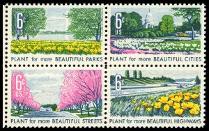 US Sc 1365-68 VF/MNH Se Tenant Block - 1969 Beautification - P.O. Fresh