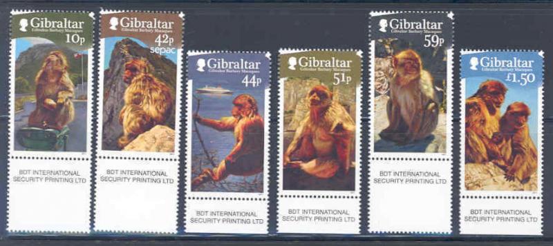 GIBRALTAR SCOTT #1290/95 BARBARY MACAQUES SET  MINT  NEVER HINGED 