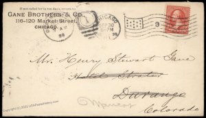 USA 1899 Mancos and Durango Colorado Receivers Chicago Flag Cover 83235