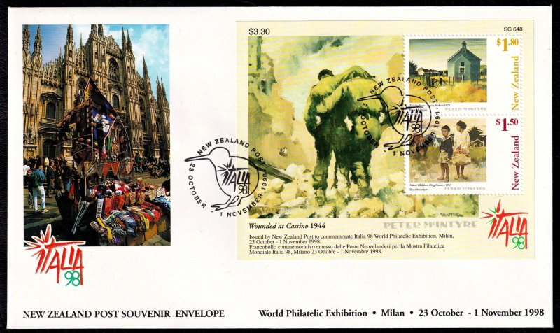 New Zealand 1998 Peter McIntyre Miniature Sheet First Day Cover FDC SC 1525a