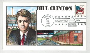 1993 COLLINS HANDPAINTED BILL CLINTON INAUGURATION DAY CACHET & HOPE ARKANSAS